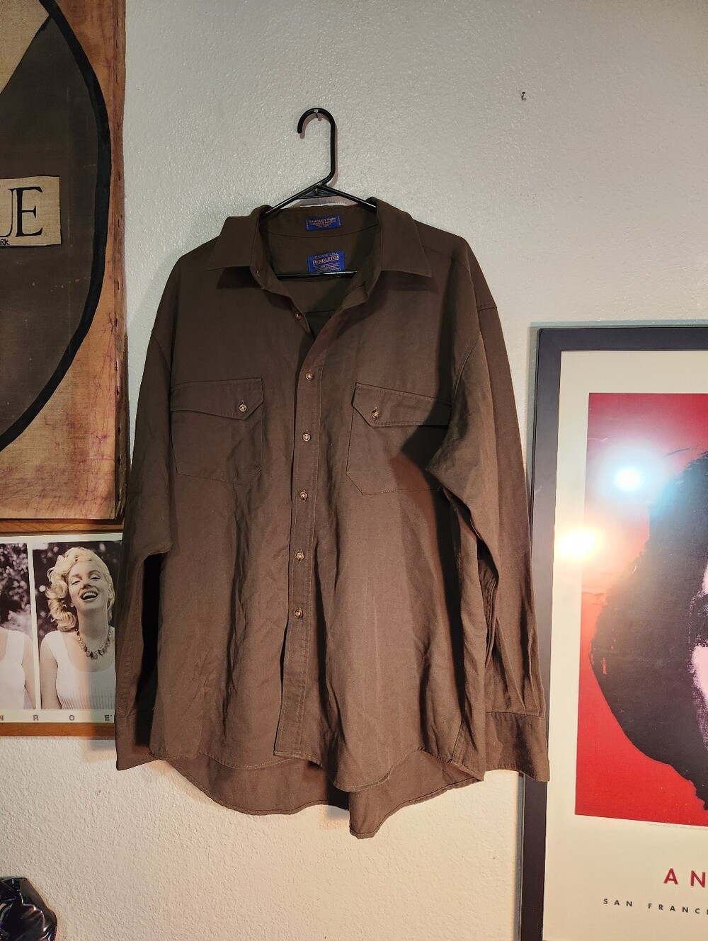 Pendleton Men's Button-Front Shirt Jacket in Olive Brown